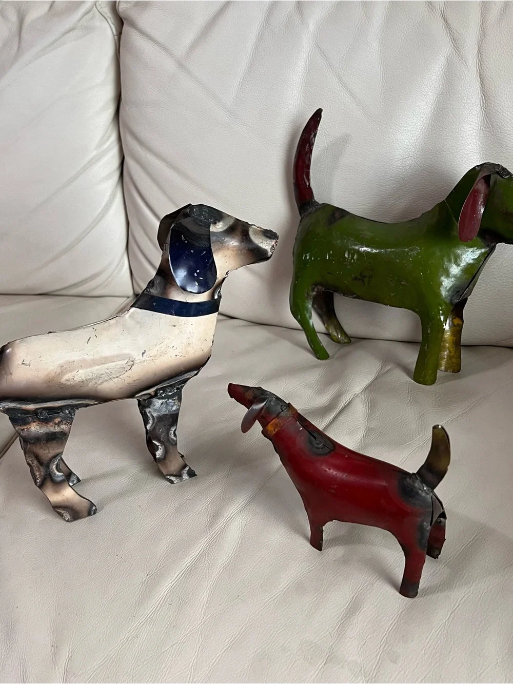 Handcrafted Metal Dog Figurines Set of 3 READ!